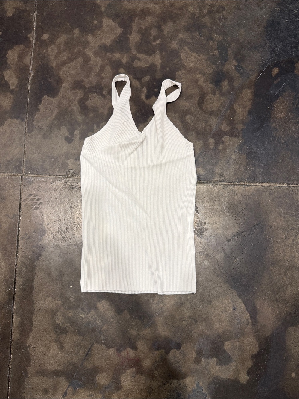 Dreamers White Ribbed V-Neck Tank